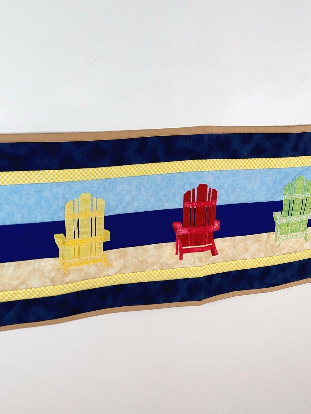 Handmade Quilted Muskoka Chair Wall Hanging, Large Beach Adirondack Table Runner